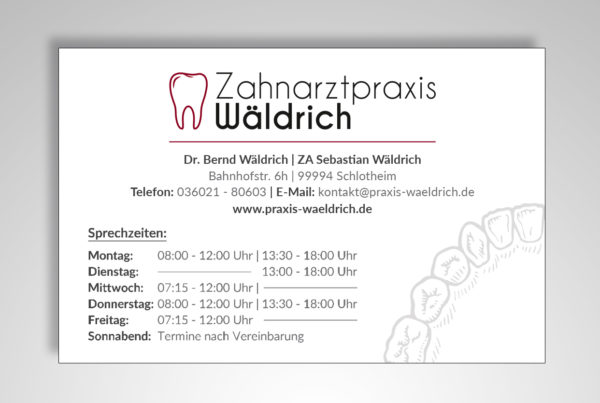 Visitenkarten Zahnarztpraxis Wäldrich